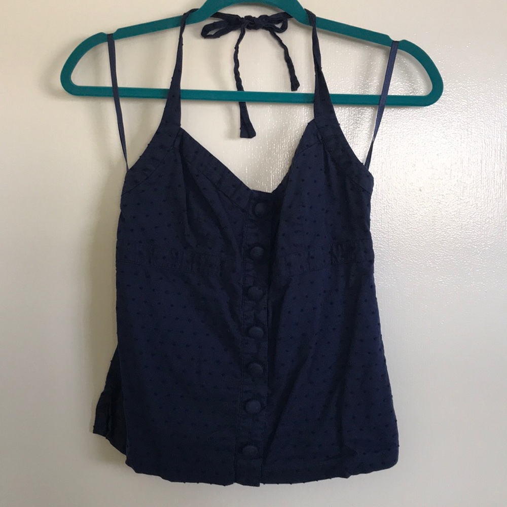 J. Crew Navy Dotted Halter